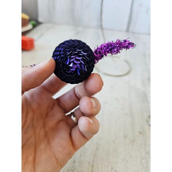 Pier 1 sequined bat ornament purple glitter Xmas vintage tree unique - Picture 7 of 9